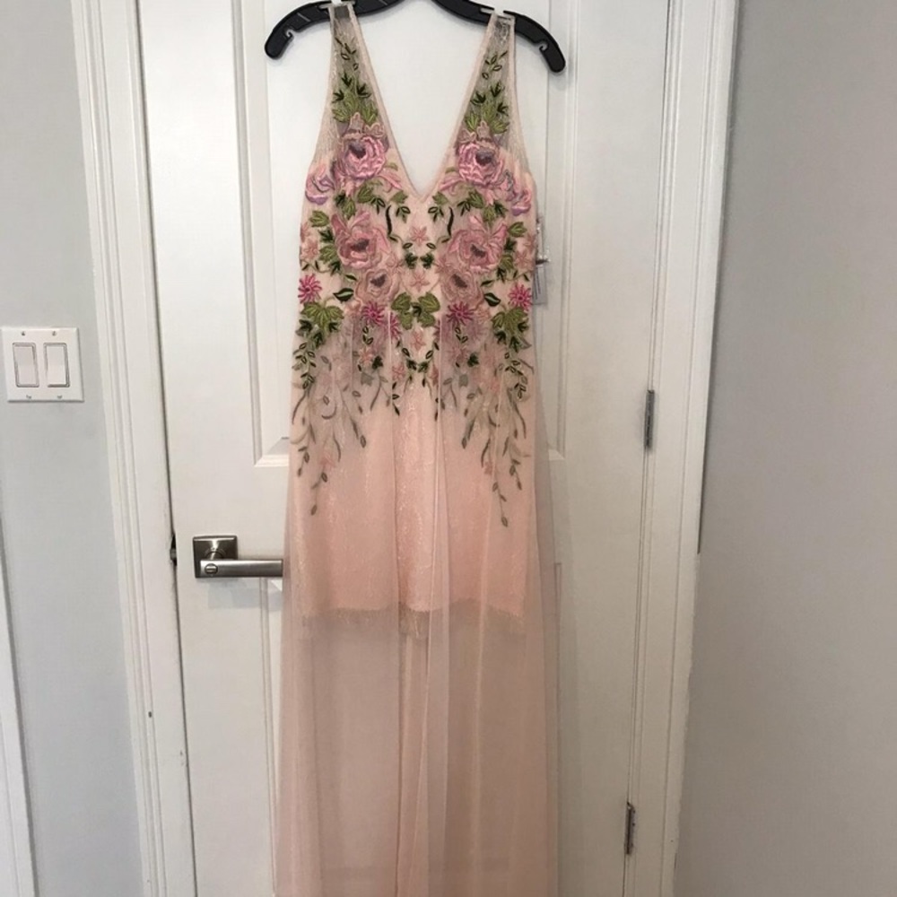 Floral Embroidered Dress with Sheer